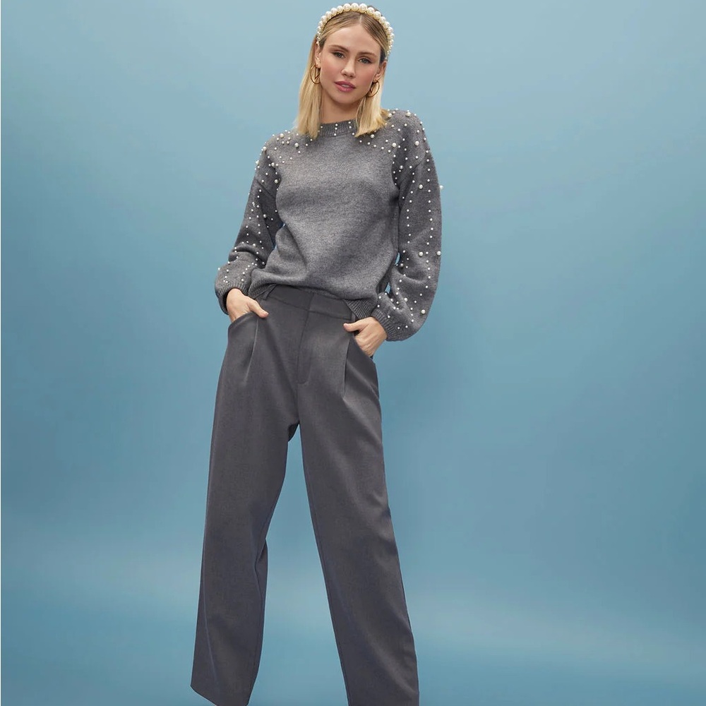 VICI Claudette Pearl Embellished Knit Sweater